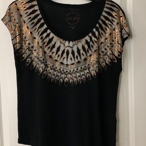 Black Tee w/ Metallic print